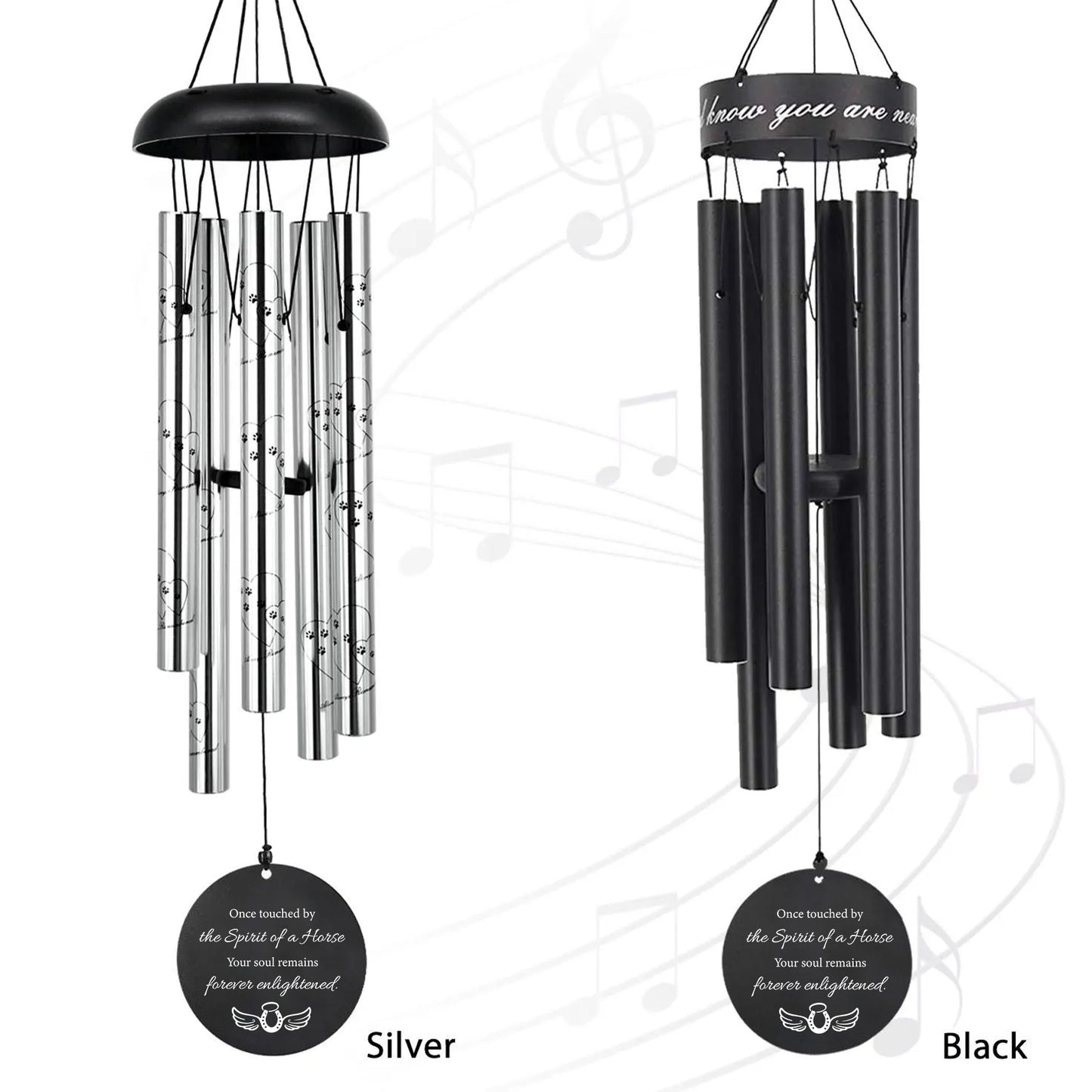 Two styles available: black and silver - pet memorial wind chimes