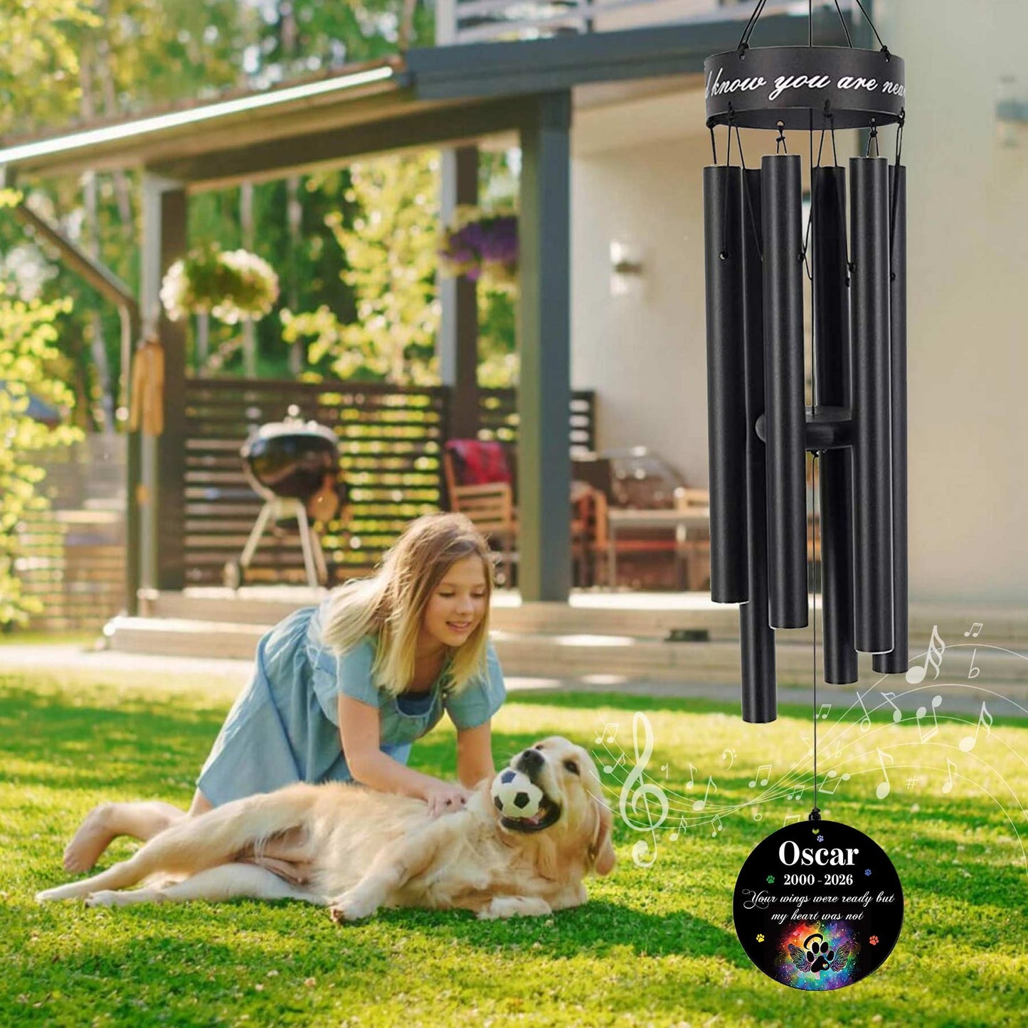 custom pet memorial gift for friend family outside dog memory wind chimes