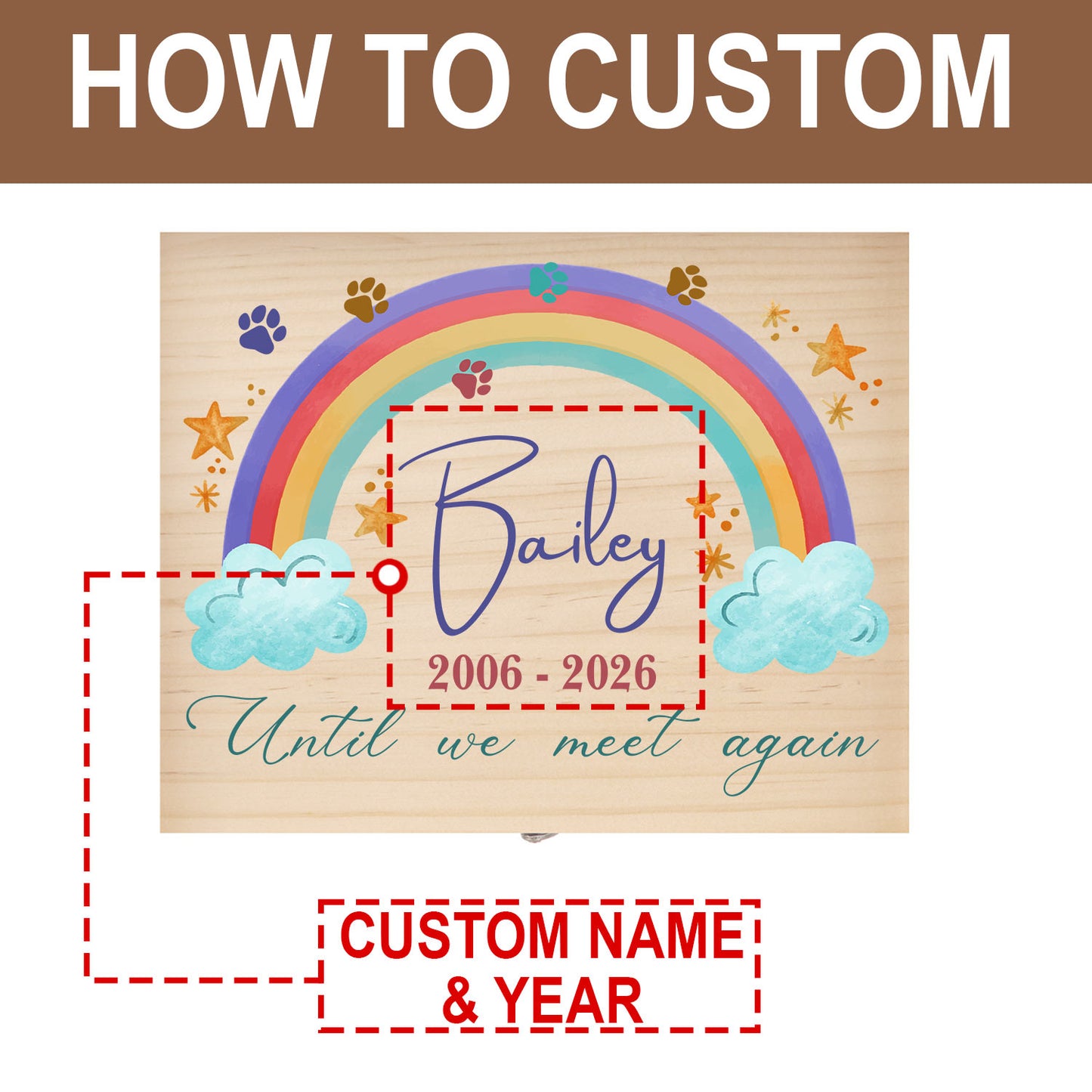 Customized pet keepsake box with personalized name and date