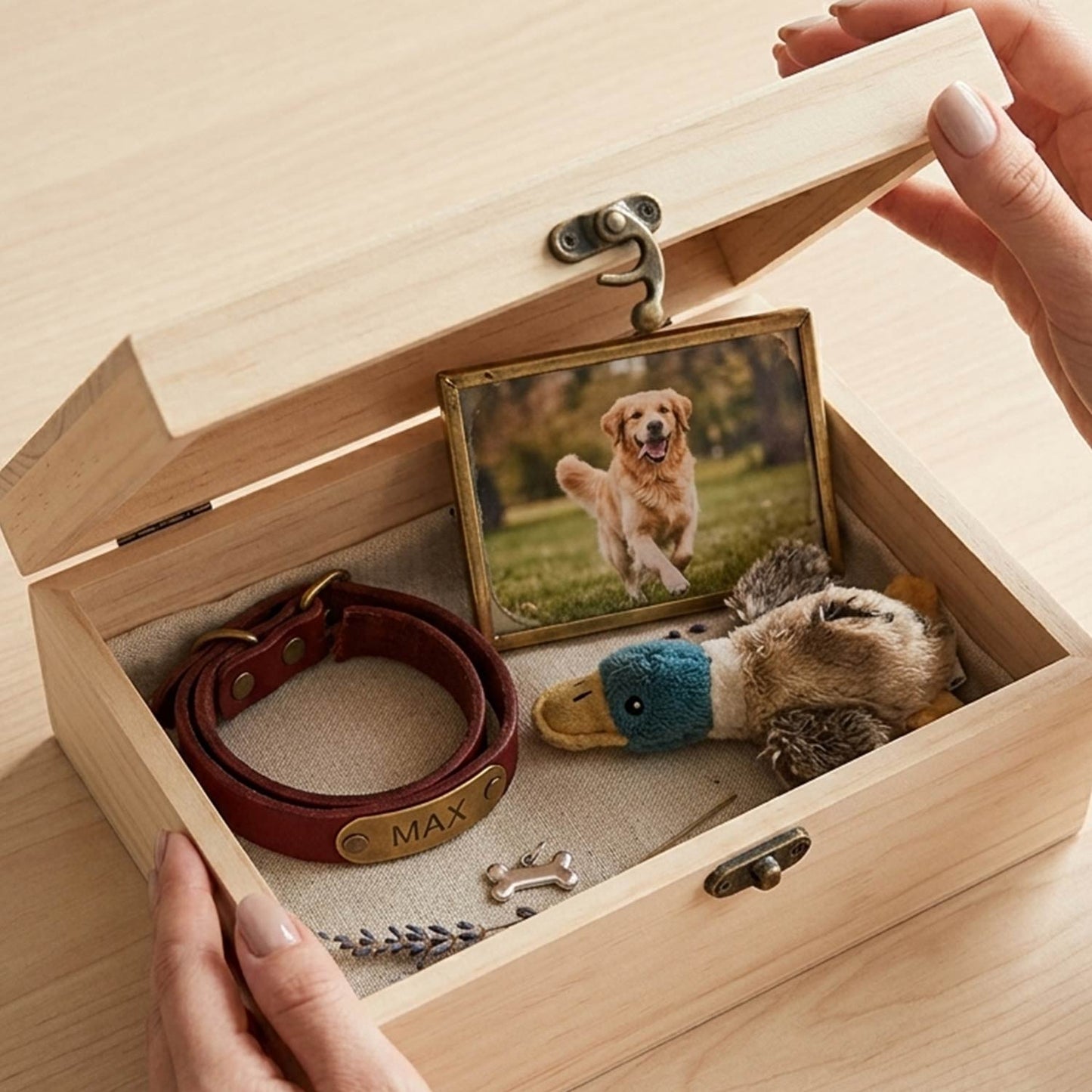 Pet Memorial Boxes for Dog Cat Loss-Personalized Photo Name Date-Toys Photo and Souvenir Storage Box