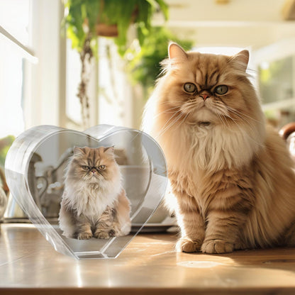 Custom 3D Laser Engraved or Color Printed Cat Photo Crystal-Personalized Heart Pet Memorial Gift Made in USA