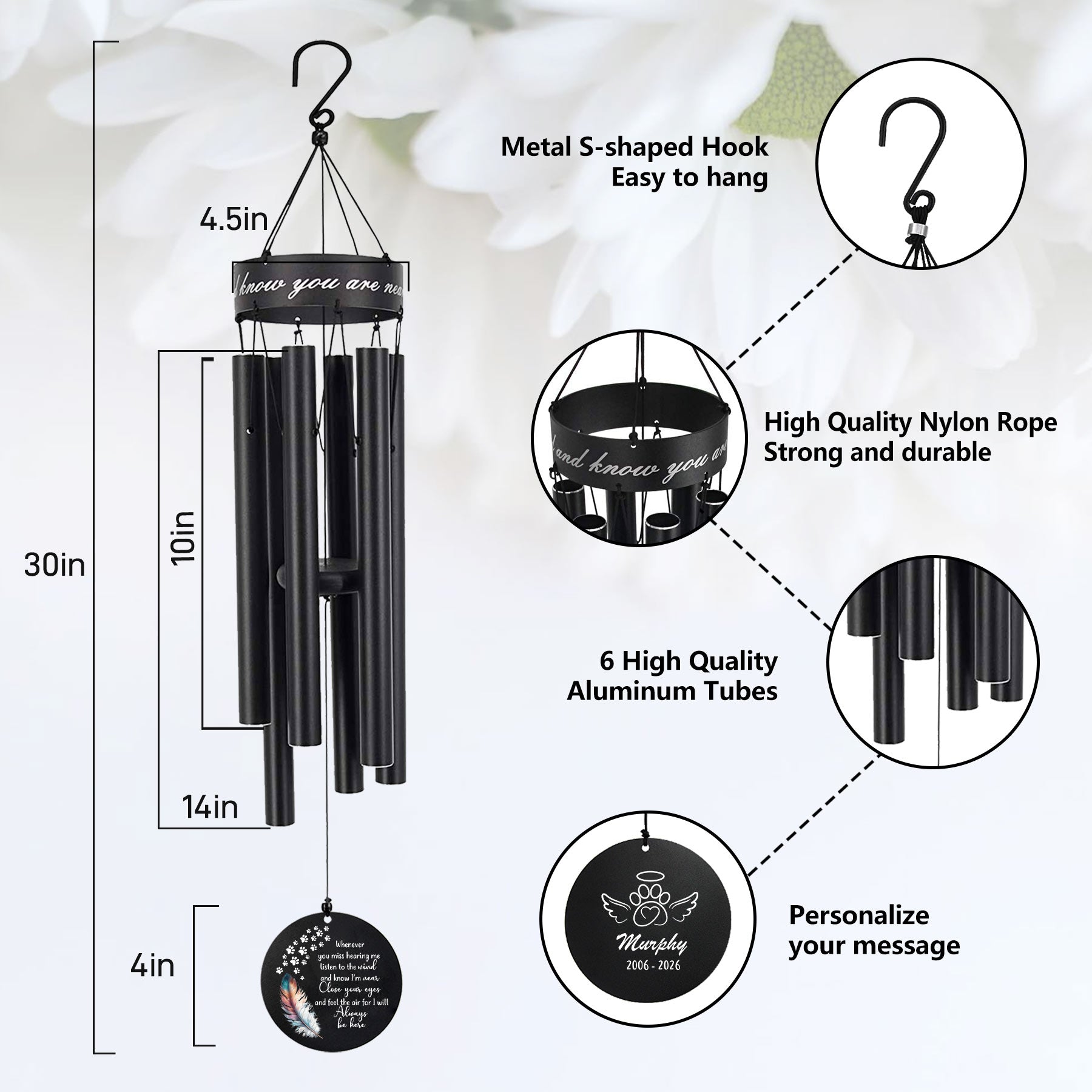 High-quality 30-inch metal wind chime