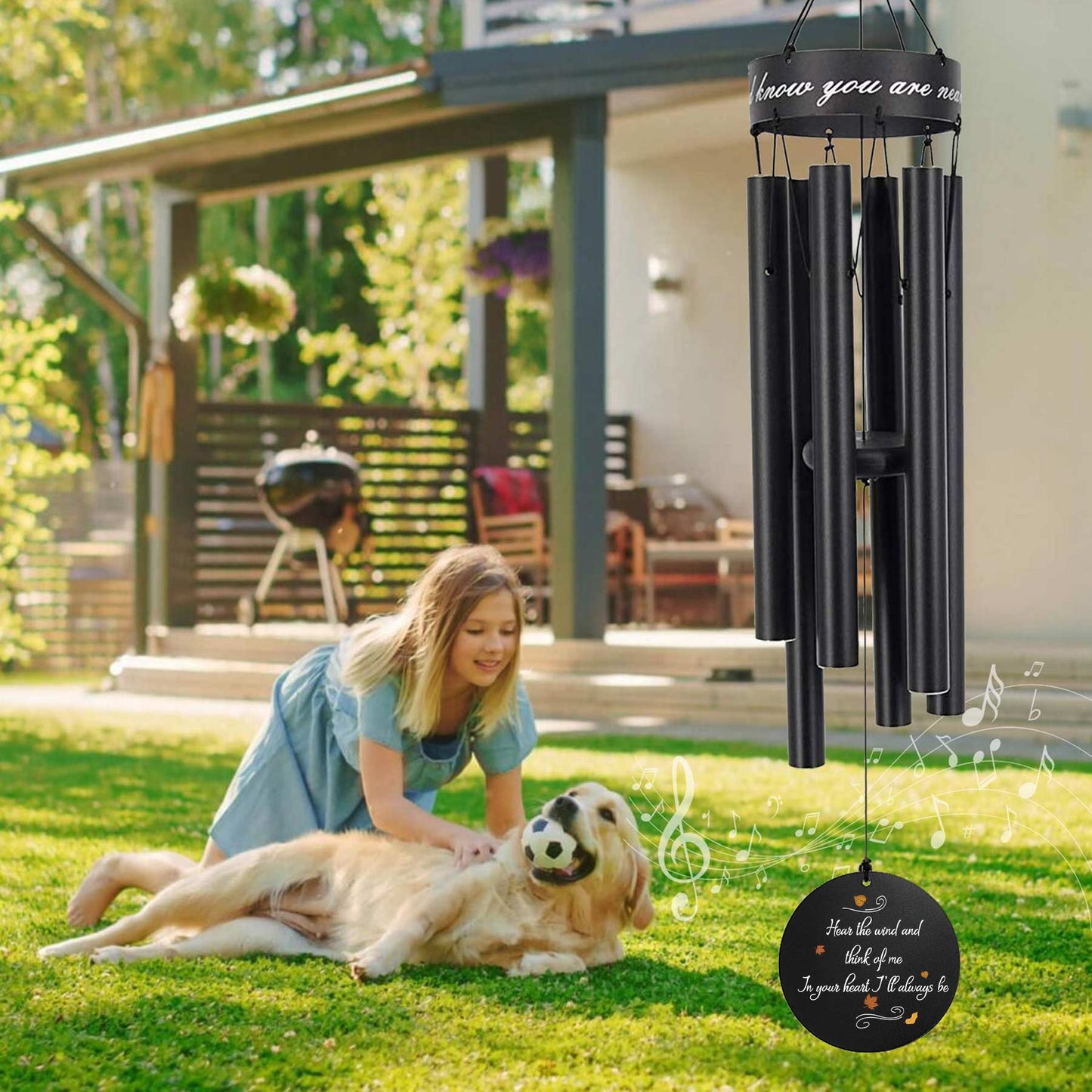 Personalized memorial wind chime gifts for pets, cats and dogs that have passed away