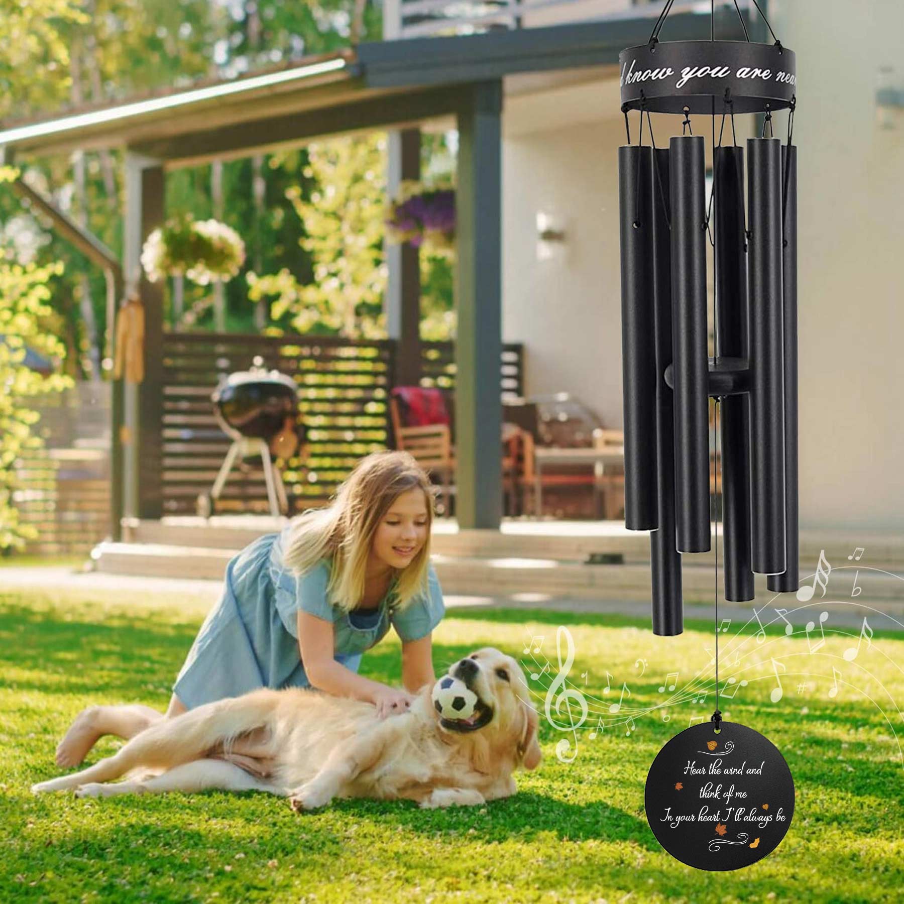 Personalized memorial wind chime gifts for pets, cats and dogs that have passed away