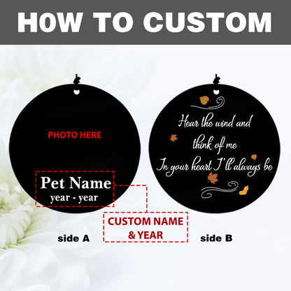 Personalized pet memorial wind chimes with photos, names and dates