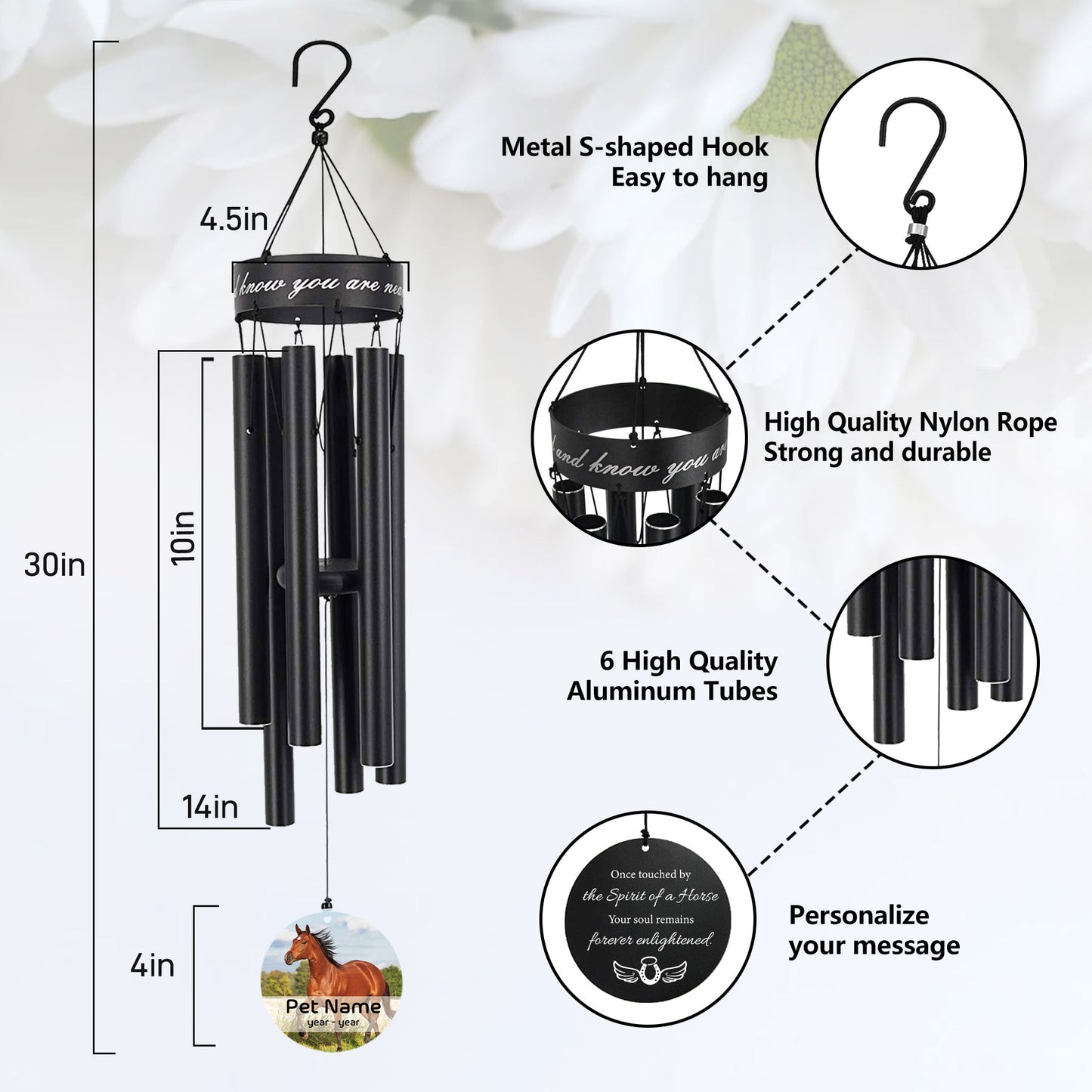 30-inch high-quality 6-tube anodized wind chime