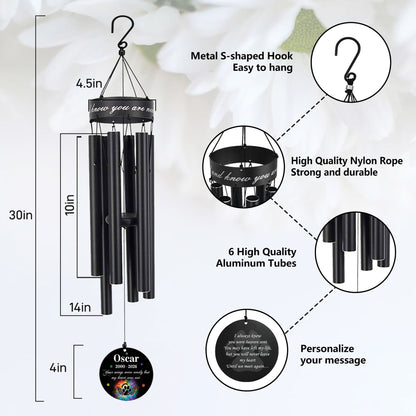 Anodized aluminum pet wind chime with S-hook as a sympathy gift for loss pet