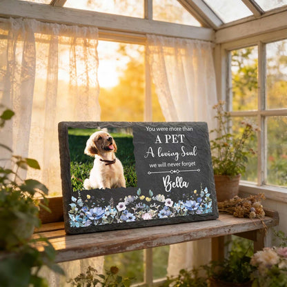 Custom Photo Slate Remembrance Plaque-Personalized Pet Loss Gifts for Dogs Cats-Made in USA