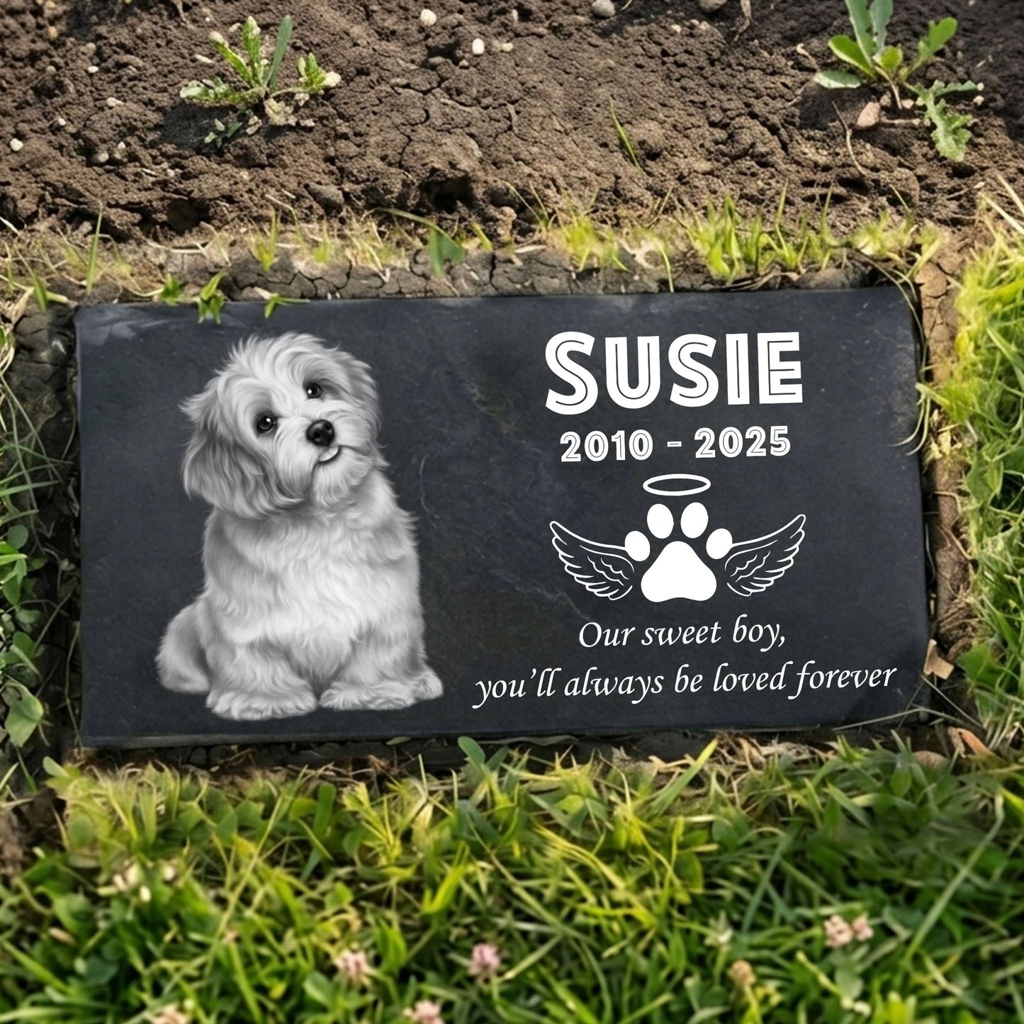 Engraved Pet Tombstone Always Loved, Never Forgotten, Forever Missed