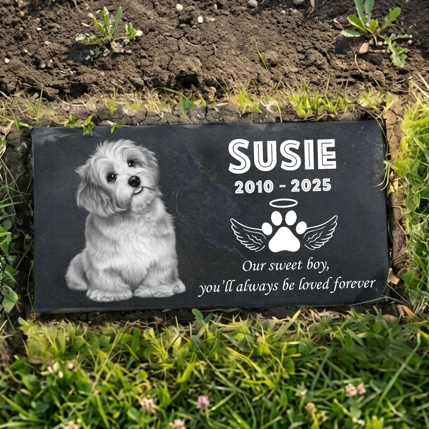 Engraved Pet Tombstone Always Loved, Never Forgotten, Forever Missed