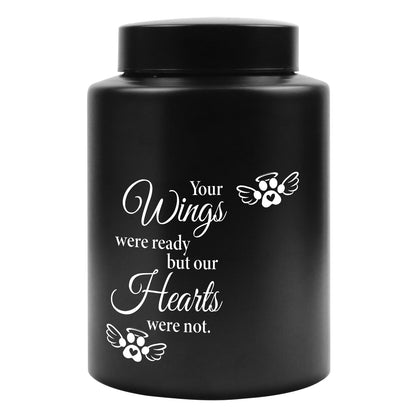 Black Metal Pet Ashes Urn for Dogs Cats Loss, Custom Photo Name