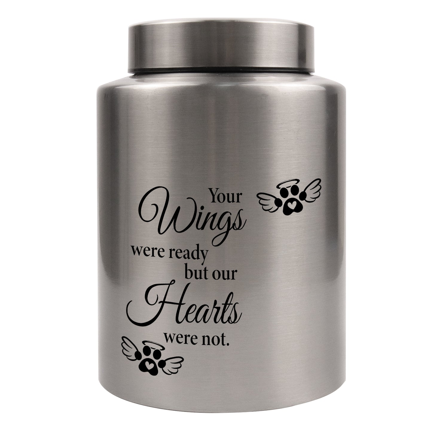 Black Metal Pet Ashes Urn for Dogs Cats Loss, Custom Photo Name