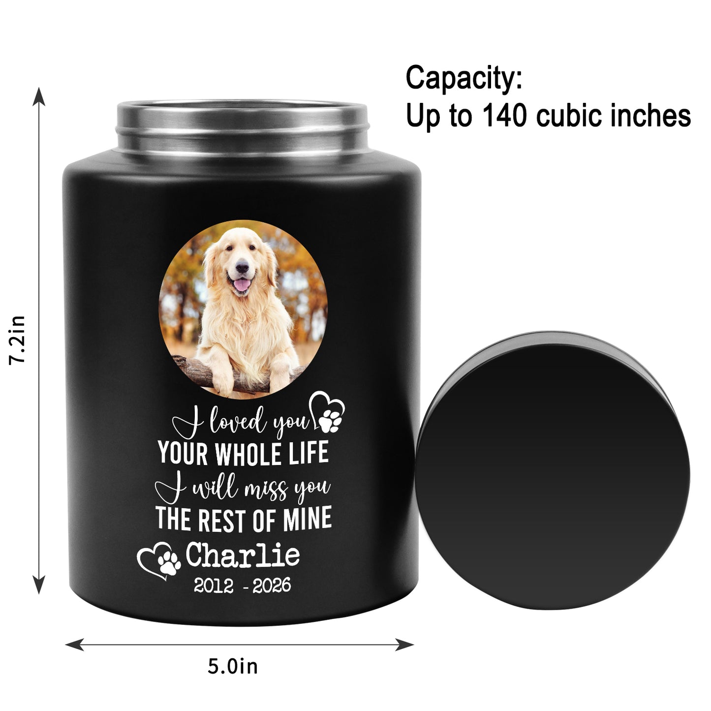 large capacity ashes pet urn for loss dog cat