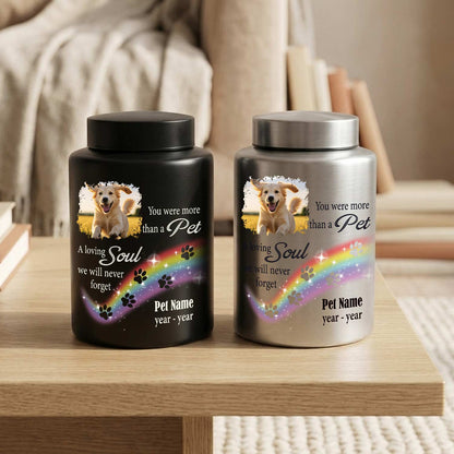 black sliver rainbow bridge dog cat ashes urn