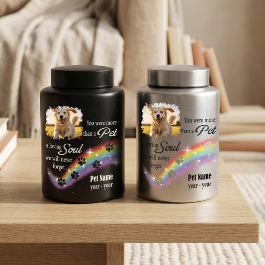 black sliver rainbow bridge dog cat ashes urn