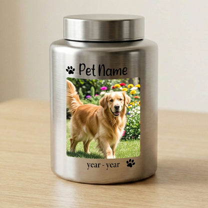 Metal pet urn loss dogs cats custom photo