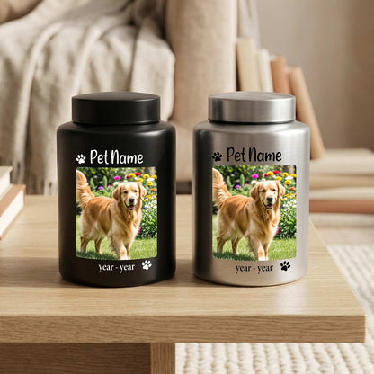 Black Sliver pet ashes urn for dogs cats pass away