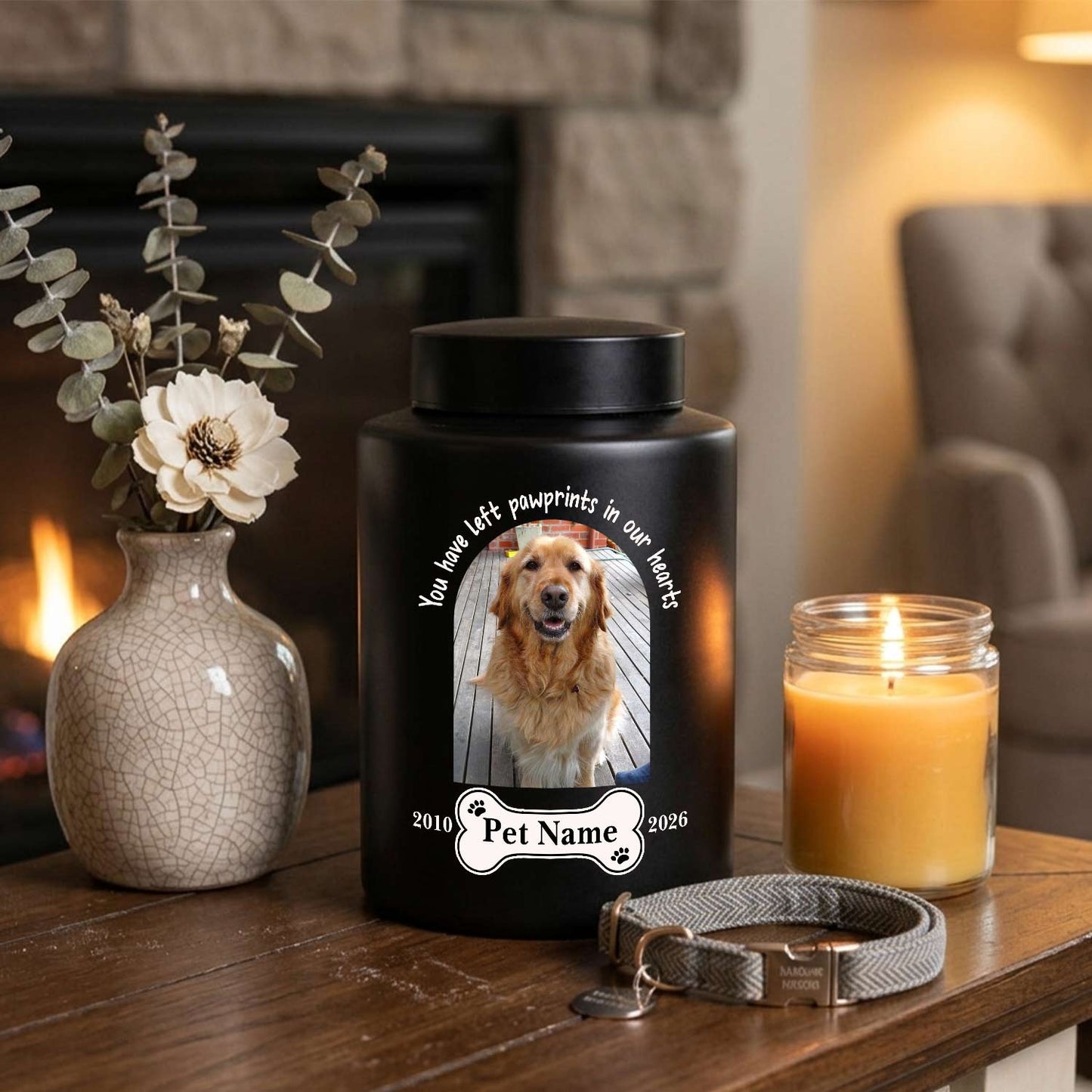 personalized photo name dog cat urn
