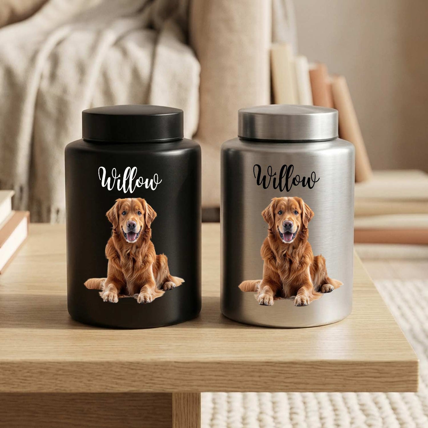 Black Sliver dog cats pets ashes urn