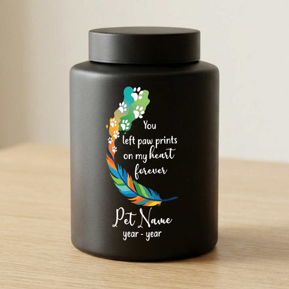 rainbow paw metal pet urn