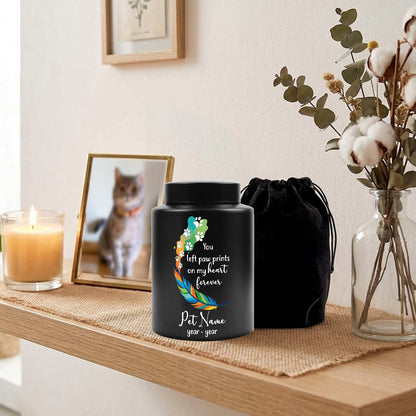 Black urn for pet dog cats pass away