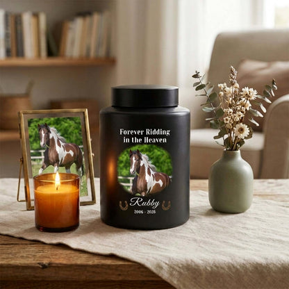 horse pet urn for memorial keepsake