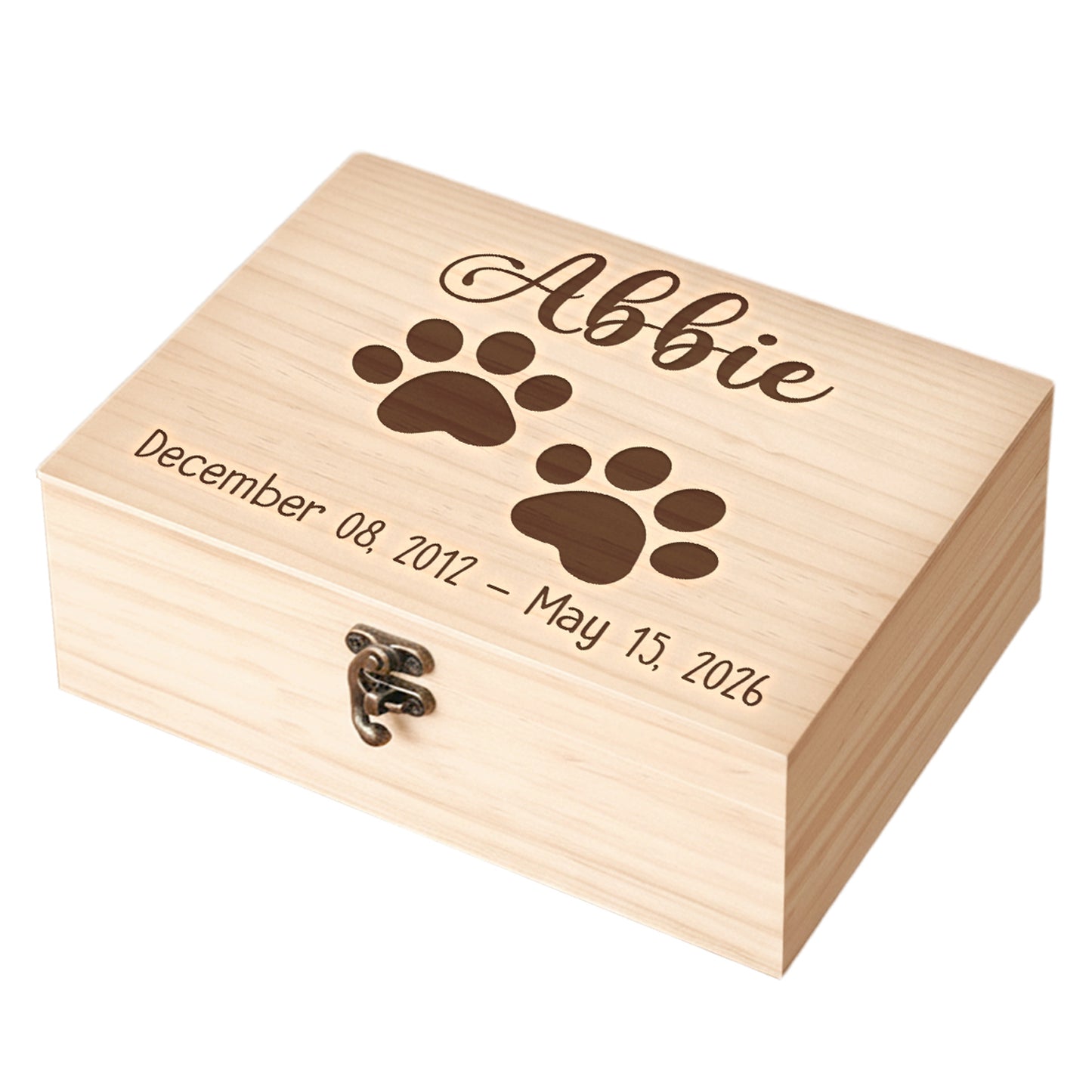 customized Engraved wood box with paw
