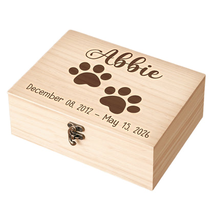 customized Engraved wood box with paw