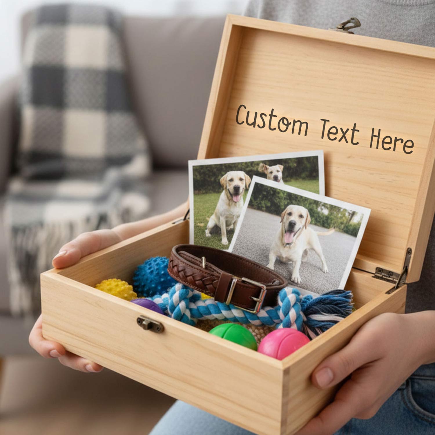 perspnalized keepsake wooden box for pass away dog cat