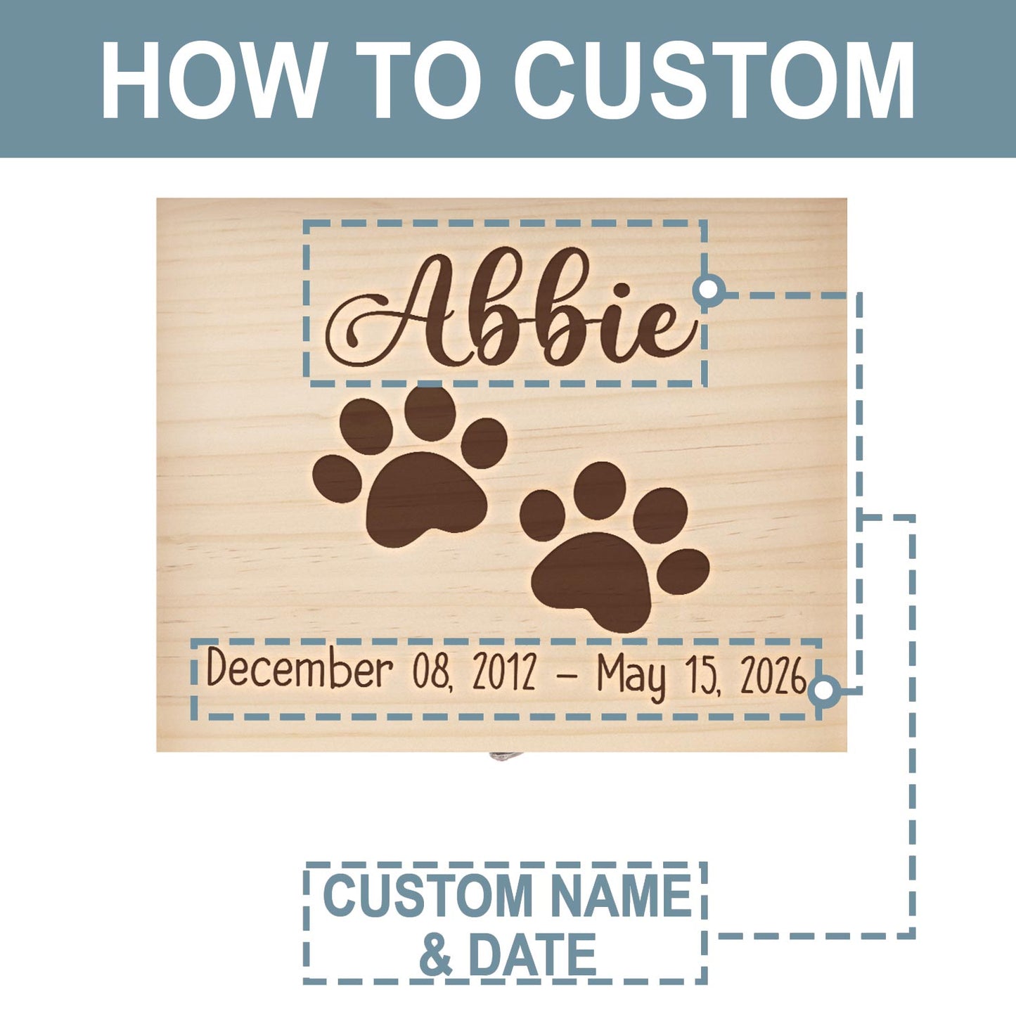 custom memory of loss dog cat wood box