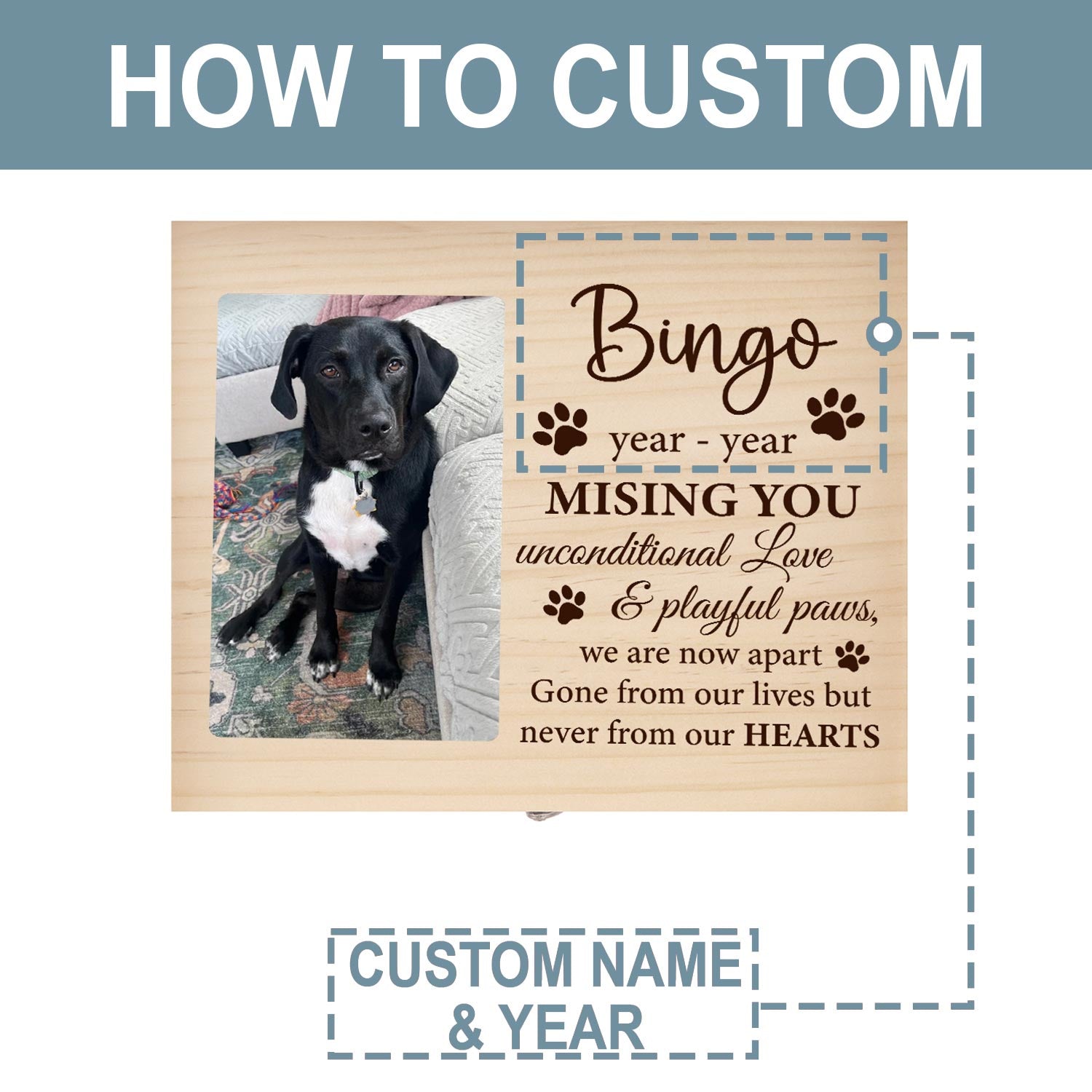pet keepsake box for loss of dog cat