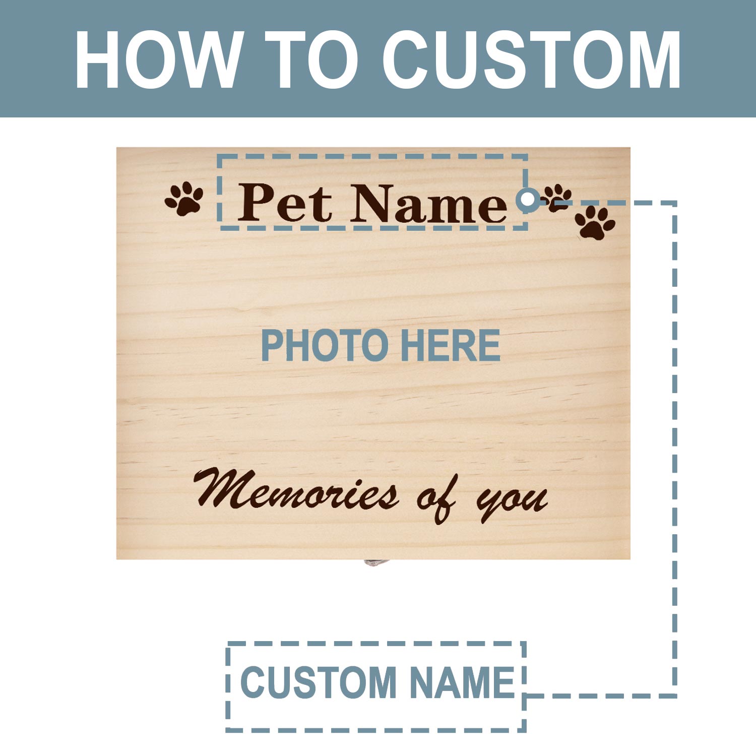 personalized name picture wood box for memory loss dog cat pet
