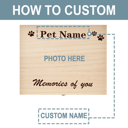 personalized name picture wood box for memory loss dog cat pet