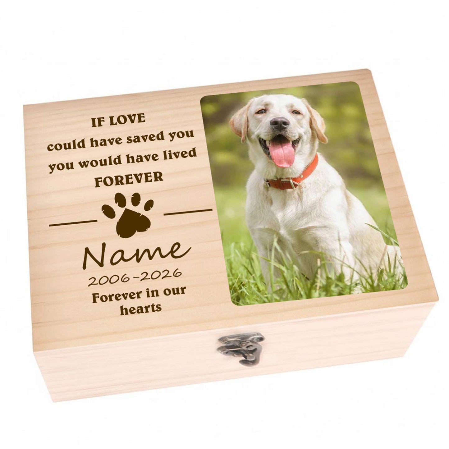 pet memorial wood box for dog cats keepsake