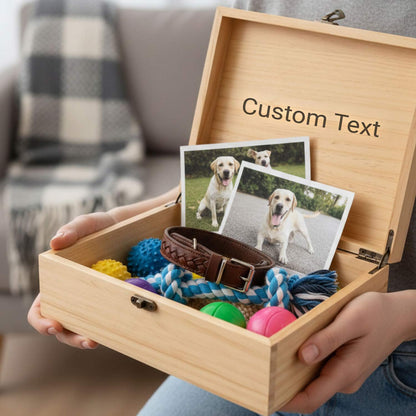 custom photo name date memory wood box for loss dog cats pets