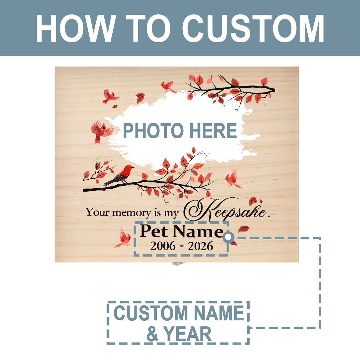pet dog cat memory wooden box