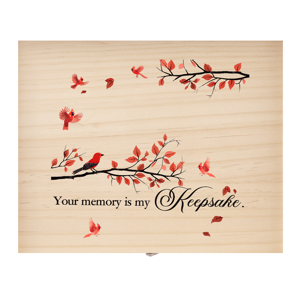 cardinal memory wood box for loss of dog cat pet