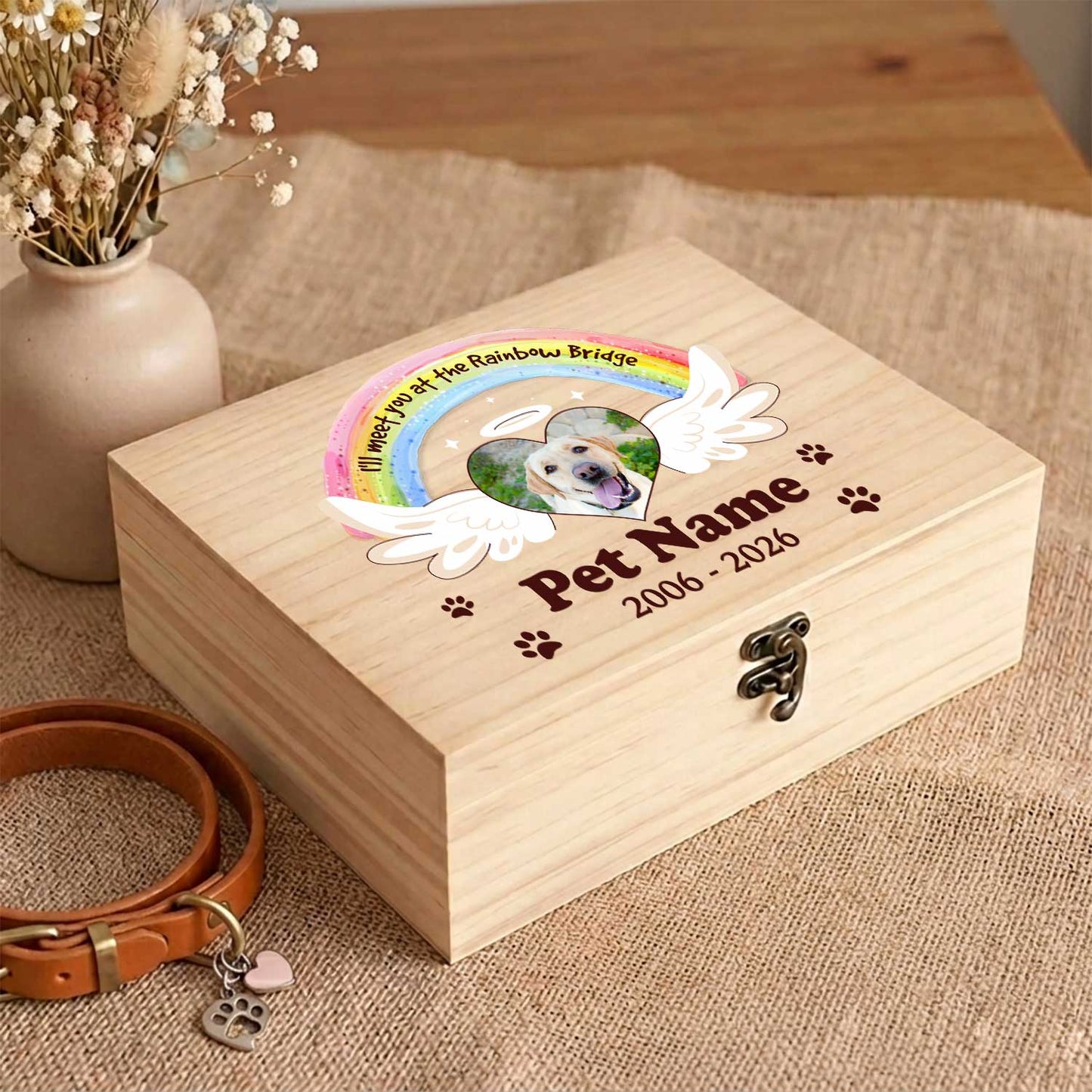 pet passing away wood box