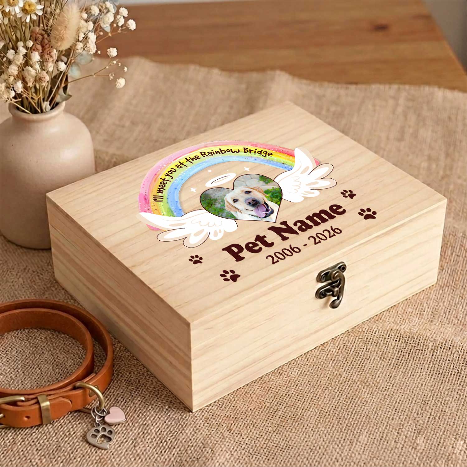 pet passing away wood box