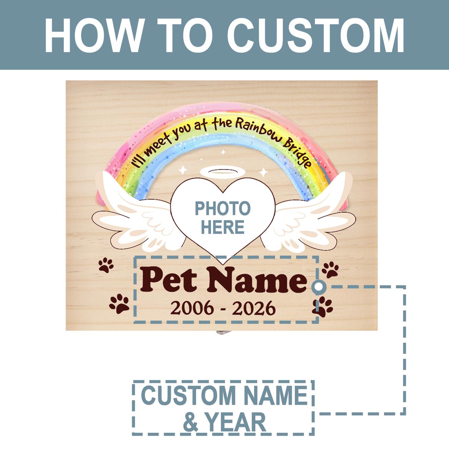 personalized picture name date wood box for loss of pets dogs cats