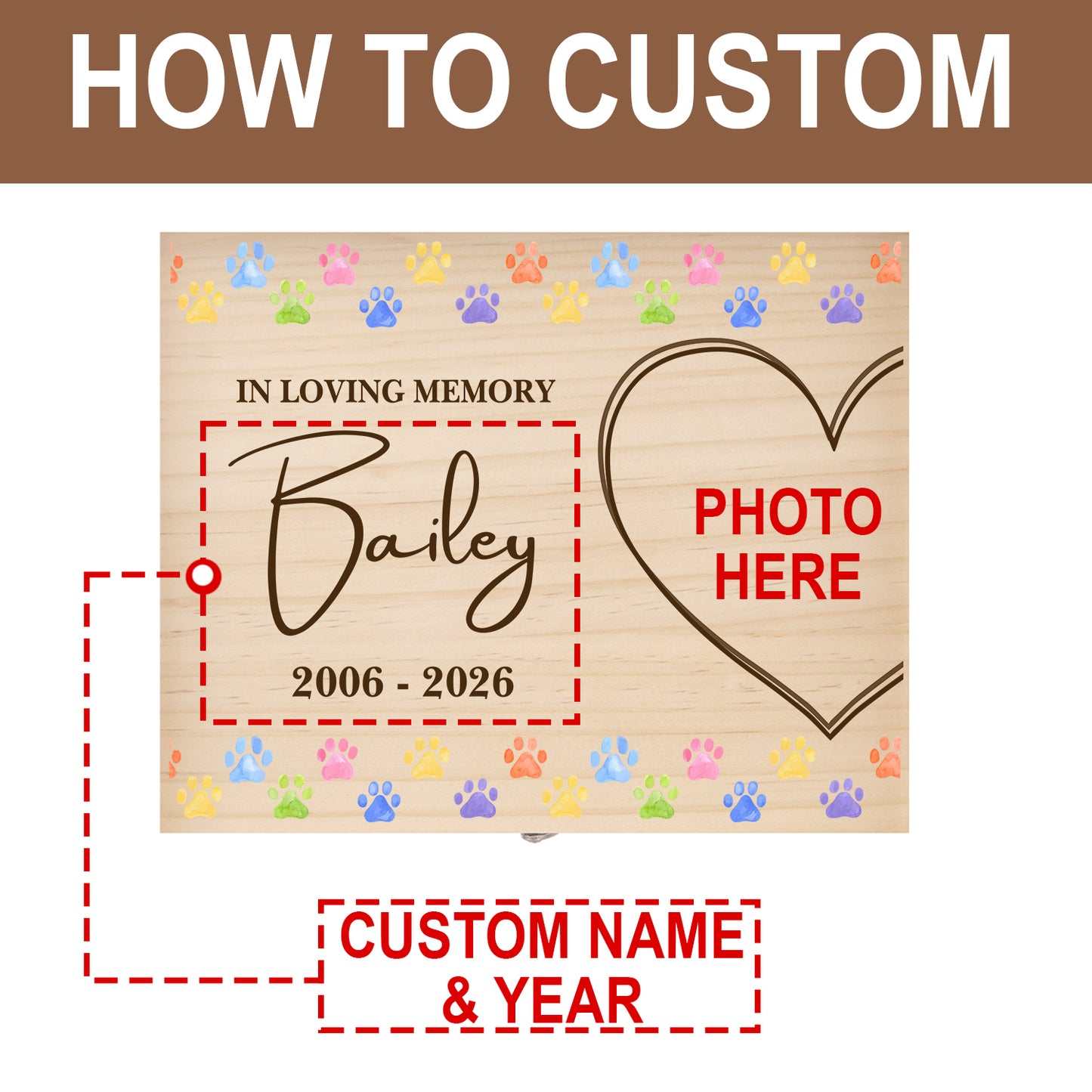 Personalized Pet Memory Box for Dog Cat Loss