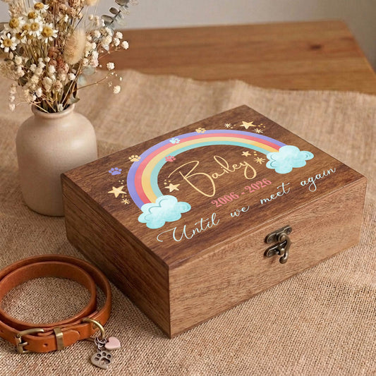 Personalized rainbow bridge Pet Memory Box for loss of dog cat