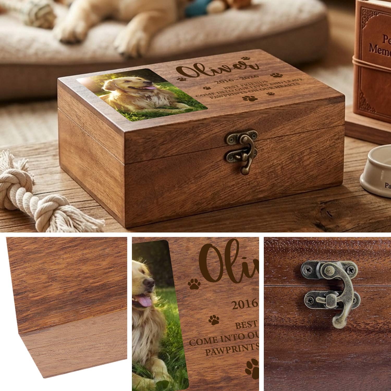 High-quality solid wood gift box to remember the lost dog or cat