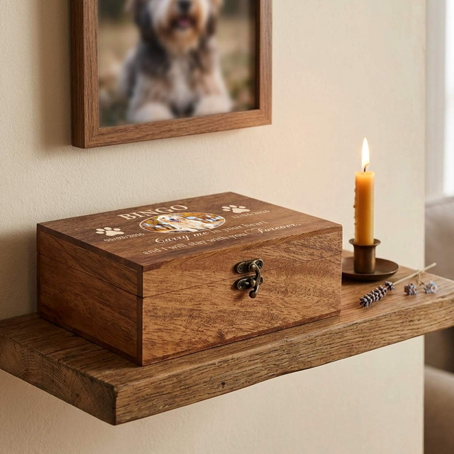 Dog and Cat Memorial Corner Decorative Wooden Box