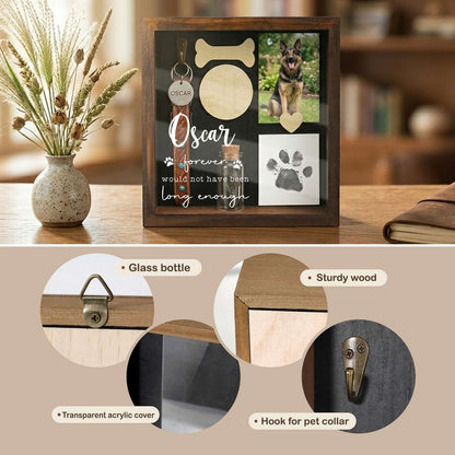 Pine wood dog shadow box detail