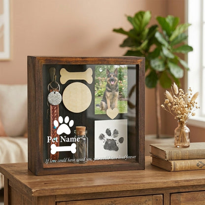 Personalized Pet Memorial Shadow Box with Name and If love coule have saved you