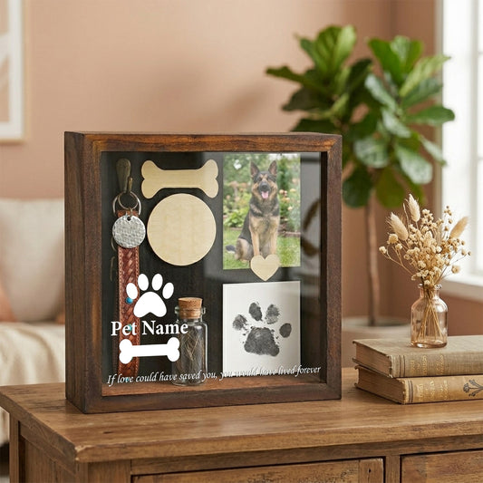 Personalized Pet Memorial Shadow Box with Name and If love coule have saved you