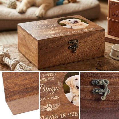 Pet Memorial Boxes for Dog Cat Loss-Personalized Photo Name Date-Toys Photo and Souvenir Storage Box
