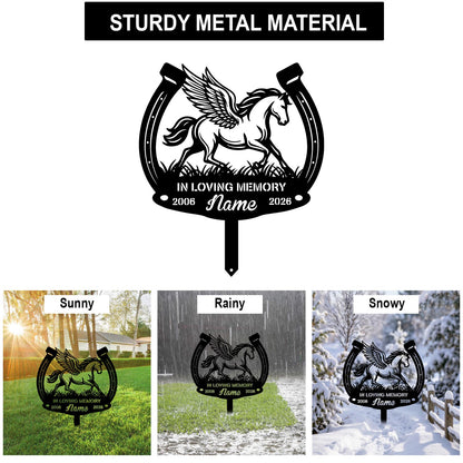 In Loving Memory Horse Memorial Stake-Personalized Horse Loss Sympathy Gift-Metal Horseshoe Plaque Made in USA
