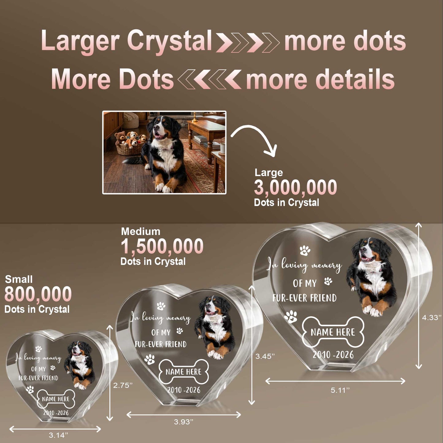 Personalized Fur-ever Friend Dog Memorial Gift-Custom Photo Shape Pet Loss Crystal Plaque Laser Engraved in USA